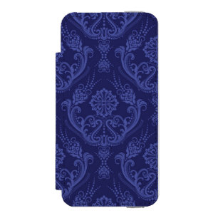 Blaue Blumendamastluxustapete Incipio Watson™ iPhone 5 Geldbörsen Hülle