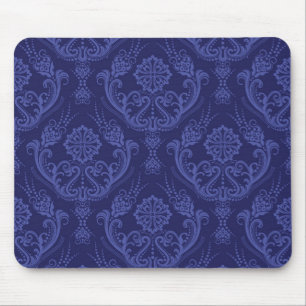 Blaue Blumendamastluxustapete Mousepad