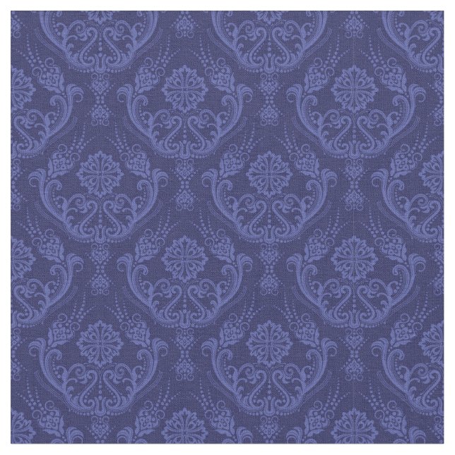 Blaue Blumendamastluxustapete Stoff (Nahaufnahme)