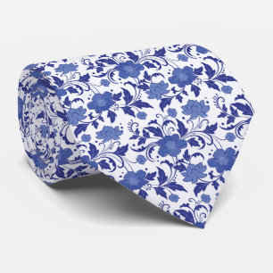 Blaue Blumeng toile Wasserfarbe Vintage-Hochzeit Krawatte