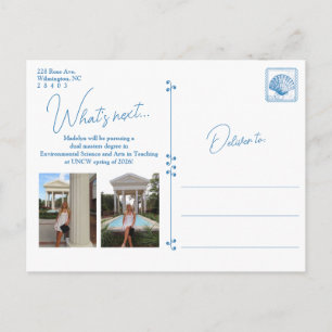 Blaue Blumengebilde-Rahmen-Küsten-Abschlusskarte Postkarte