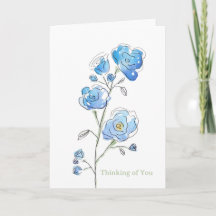 Blaue Blumengedächtniskarte (innen leer)
