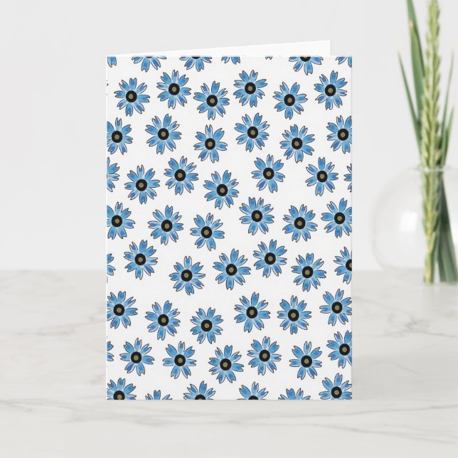 Blaue Blumengestaltung Karte (Vorderseite)