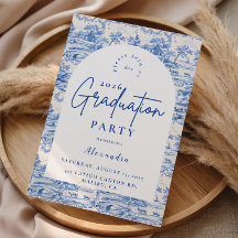 Blaue Blumengraduationsparty im Toile-Stil