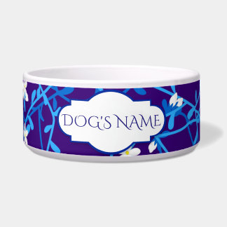 Blaue Blumenhaustier-Schüssel Napf