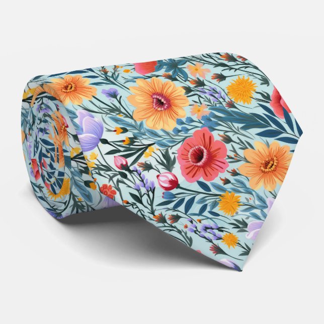 Blaue Blumenhochzeit Krawatte (Gerollt)