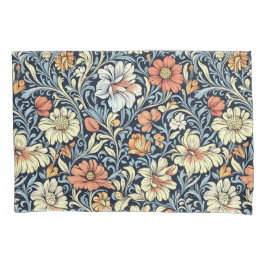 Blaue Blumenkissen im Vintage-Stil Kissenbezug