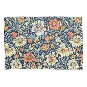 Blaue Blumenkissen im Vintage-Stil Kissenbezug