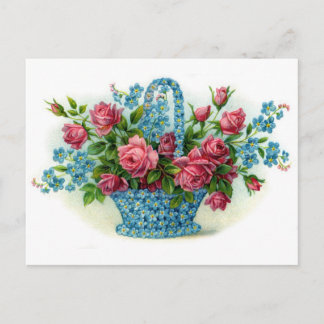 Blaue Blumenkorb Postkarte