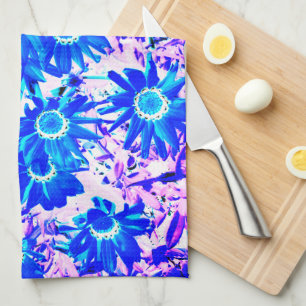 Blaue Blumenkraft Kunst Geschirrtuch