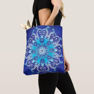 Blaue BlumenMandala auf Schmutzhintergrund