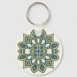 Blaue Blumenmandala Schlüsselanhänger