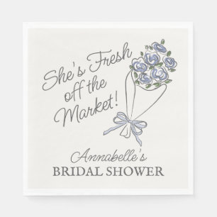 Blaue Blumenmarkt Frische Blumen-Brautjunggesellin Serviette