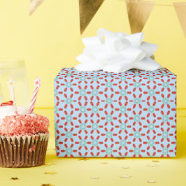 blaue Blumenmotive geometrisches Musterdesign  Geschenkpapier