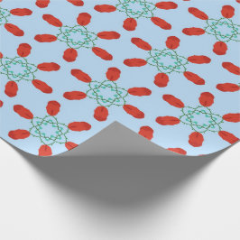 blaue Blumenmotive geometrisches Musterdesign Geschenkpapier