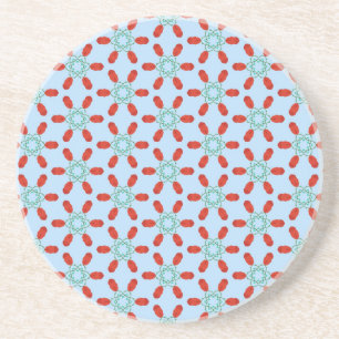 blaue Blumenmotive geometrisches Musterdesign  Getränkeuntersetzer