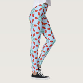 blaue Blumenmotive geometrisches Musterdesign  Leggings