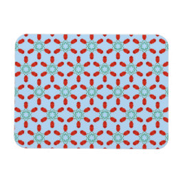 blaue Blumenmotive geometrisches Musterdesign  Magnet