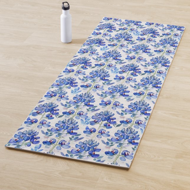 Blaue Blumenmuster Blau und Weiß Yogamatte (Beispiel)