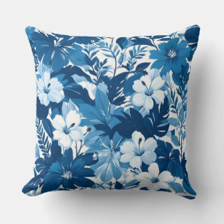Blaue Blumenmuster-Dekorative-Wurfkissen Kissen