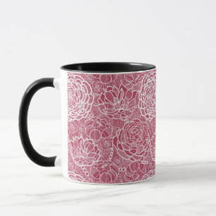Blaue Blumenmuster Hintergrund Tasse