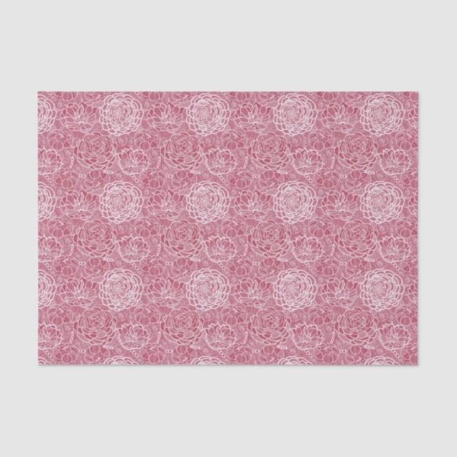 Blaue Blumenmuster-Spitzengestaltung Hintergrund Seidenpapier (Vorderseite)