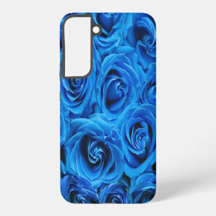 Blaue Blumenrosen Muster Samsung Galaxy Hülle