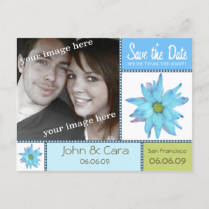 Blaue BlumenSave the Date Postkarte