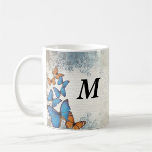 Blaue Blumenschmetterlinge Tasse