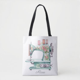 Blaue Blumenstickerei Nähmaschine-Tasche