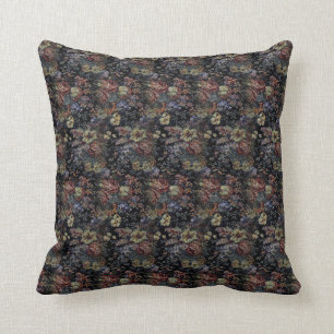 Blaue Blumentapisserie Kissen