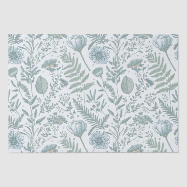 Blaue Blumenwallpaper Seidenpapier (Vorderseite)