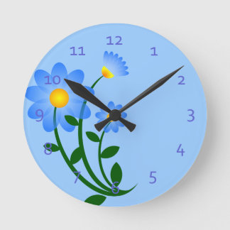 Blaue BlumenWanduhren Runde Wanduhr