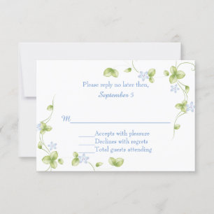 Blaue Blumenweine Hochzeitkarte RSVP Karte