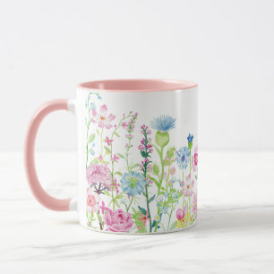 Blaue Blumenwiese des Frühlingssommerrosas Tasse