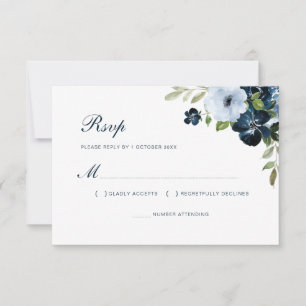 Blaue Blumenzwiebelkarte RSVP Karte
