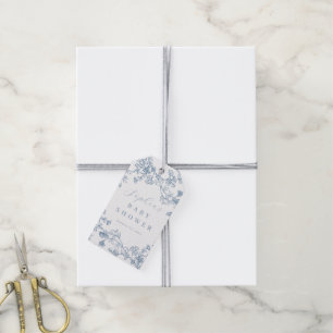 Blaue Blumige Baby-Party für Jungen Baby in Blüte Geschenkanhänger