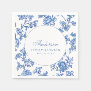 Blaue Blumige Familienzusammenkunftsfeier Serviette