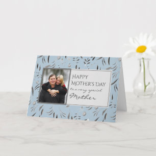Blaue Blumige Frohe Muttertags-MUTTER Foto Karte