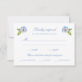 Blaue Blumige Hochzeit RSVP Karte