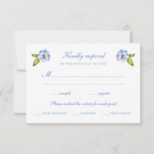 Blaue Blumige Hochzeit RSVP Karte