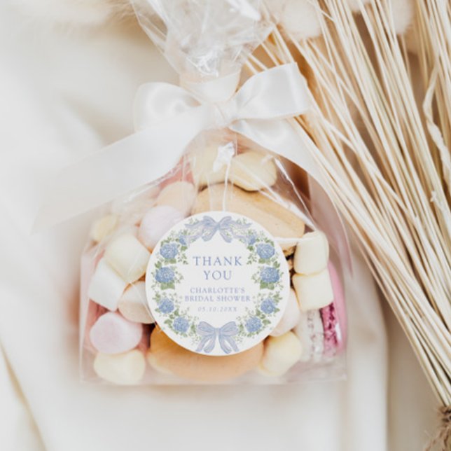 Blaue Blumige Hochzeits-Teaparty Runder Aufkleber (Von Creator hochgeladen)