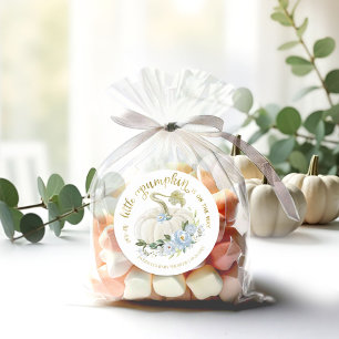 Blaue Blumige Kleine Kürbis Herbst Baby Shower Kla Runder Aufkleber