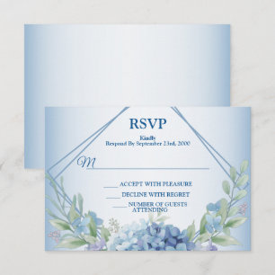 Blaue Blumige Kräuter Staubige Vintage Hochzeitsfe RSVP Karte
