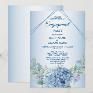 Blaue Blumige Kräuter Staubige Vintage Verlobungsf Einladung