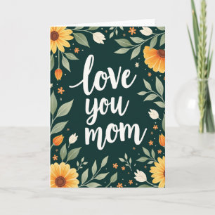 Blaue Blumige Lieb Dich Mama Karte