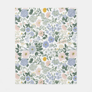 Blaue Blush Cottagecore Wildblume Fleecedecke