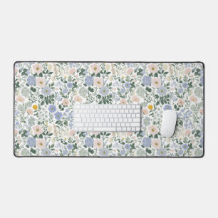 Blaue Blush Cottagecore Wildblume Schreibtischunterlage