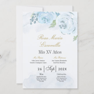 Blaue Blüte - Einladung von Quinceanera