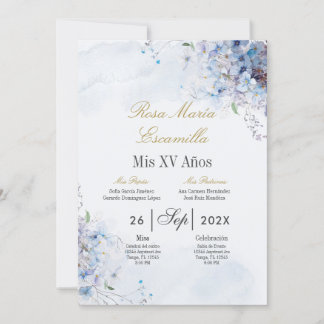 Blaue Blüte - Einladung von Quinceanera